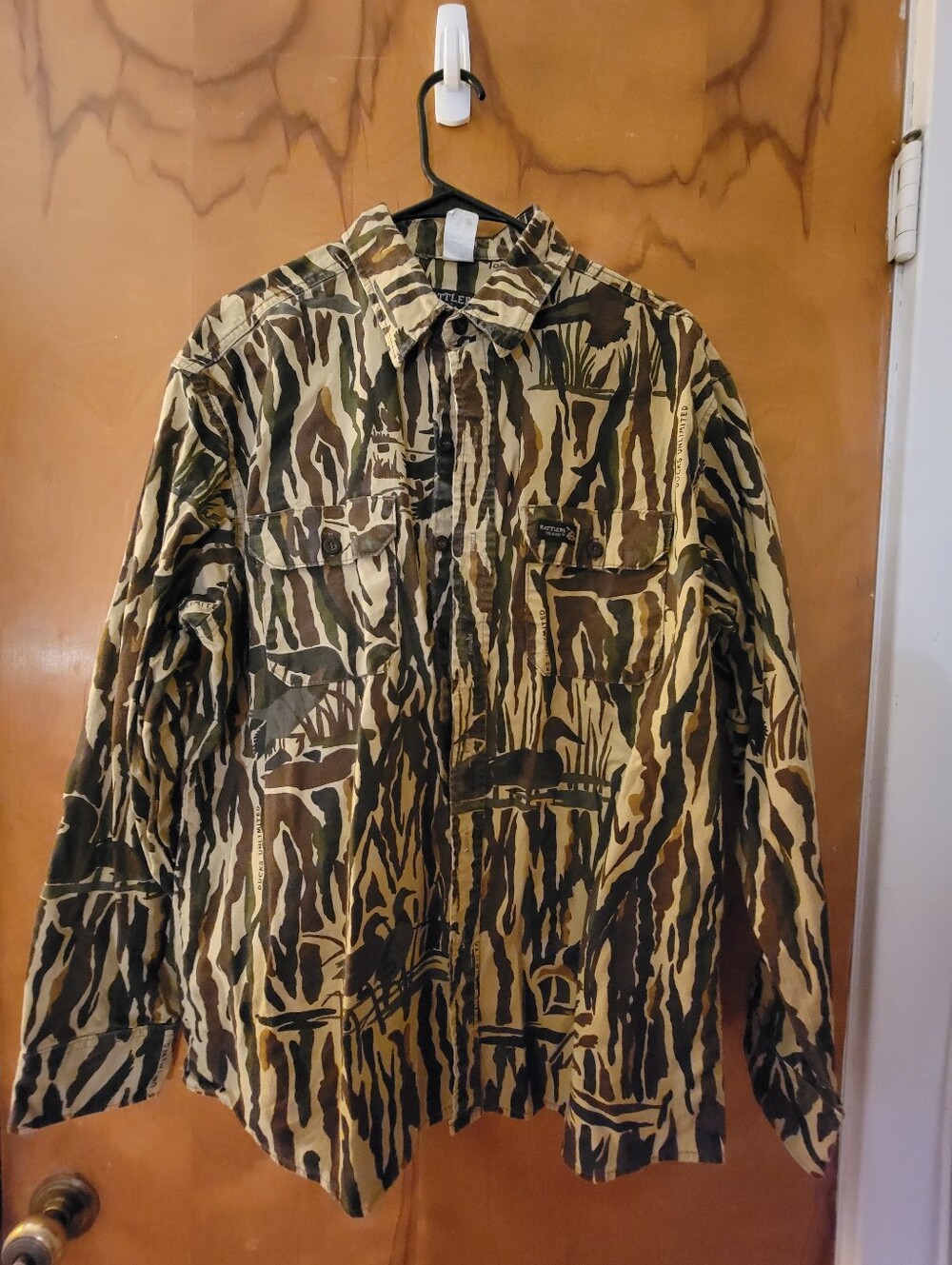 Rattlers Brand Ducks Unlimited Camo Chamois Hunting Shirt Mens XL